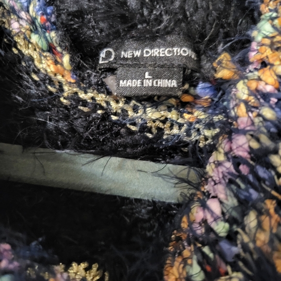 CLEARANCE New Directions Black and Multicolor Cowl Neck Sweater - Picture 2 of 10
